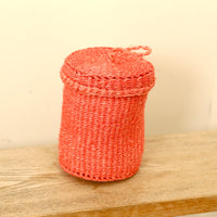 ふたつきサイザルボックスmini コーラルピンク