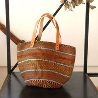 ファイン編みサイザルバスケット M/平革ハンドル 5990