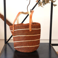 ファイン編みサイザルバスケット M/平革ハンドル 5996