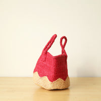 サイザルバスケット SSサイズ ギザギザ ミント・ナチュラル