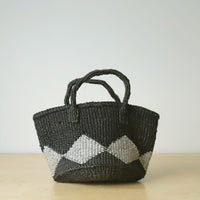 サイザルバスケット SSサイズ ダイヤ ブラック・ミディアムグレー