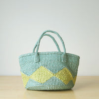 サイザルバスケット SSサイズ ダイヤ ブルーグレー・ライムグリーン