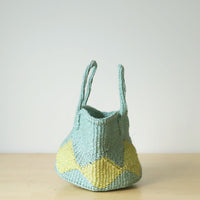 サイザルバスケット SSサイズ ダイヤ ブルーグレー・ライムグリーン