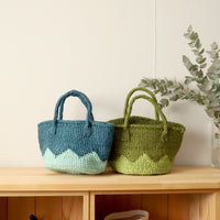 サイザルバスケット SSサイズ ギザギザ ライム・ペールグリーン