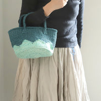 サイザルバスケット SSサイズ ギザギザ ミント・ナチュラル