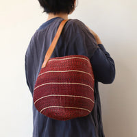 ファイン編みサイザルバスケット M/革ショルダー 5978