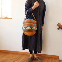 ファイン編みサイザルバスケット M/革ショルダー 5978