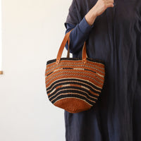 ファイン編みサイザルバスケット M/平革ハンドル 5990