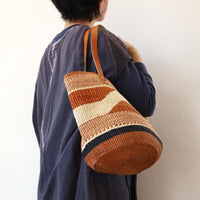 ファイン編みサイザルバスケット M/平革ハンドル 5990