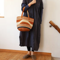 ファイン編みサイザルバスケット M/平革ハンドル 5990