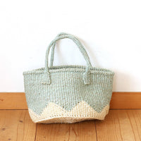 サイザルバスケット SSサイズ ギザギザ ミント・ナチュラル