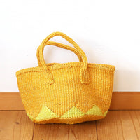 サイザルバスケット SSサイズ ギザギザ ゴールドイエロー・イエロー