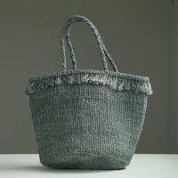 サイザルバスケット Mサイズ フリンジ ダークグレー