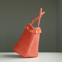 サイザルバスケット Mサイズ フリンジ コーラルオレンジ