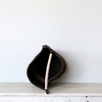 サイザルバスケット SMサイズ(革巻き1ハンドル) インディゴブルー(革:ブラック)