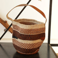 サイザルバスケット SM/革1ハンドル　5945