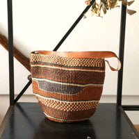 サイザルバスケット M/革１ハンドル　5954