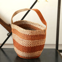 サイザルバスケット S/革ハンドル　5959