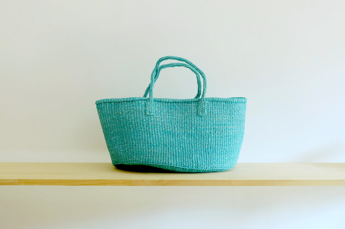 oval basket/LS turquoise