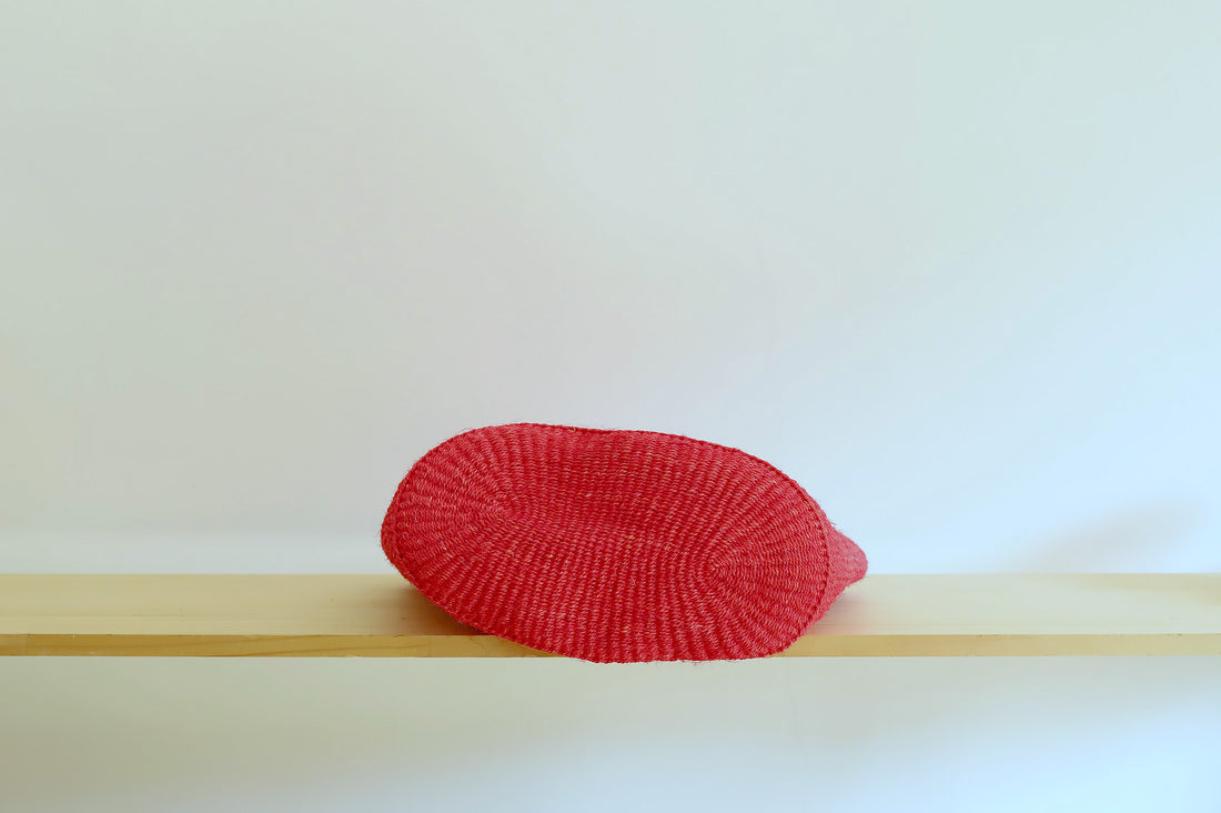 oval basket/high red orange